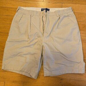 Vintage Polo Ralph Lauren Andrew Shorts Mens 34 Beige Pleated Casual Chino